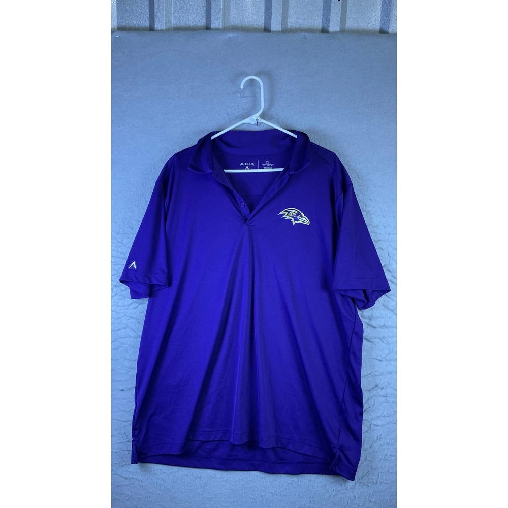 Antigua Polo Shirt Mens XL Purple Excellent Baltimore Ravens NFL Performance
